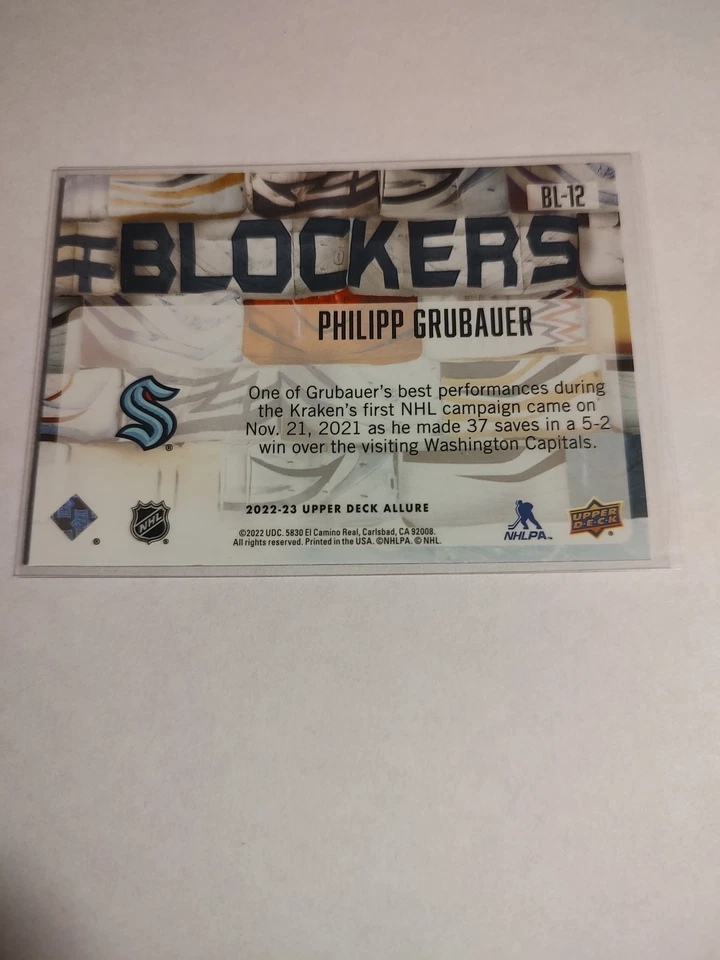 2022-23 Upper Deck Allure - Blockers Philipp Grubauer #BL-12 - Image 2 of 2