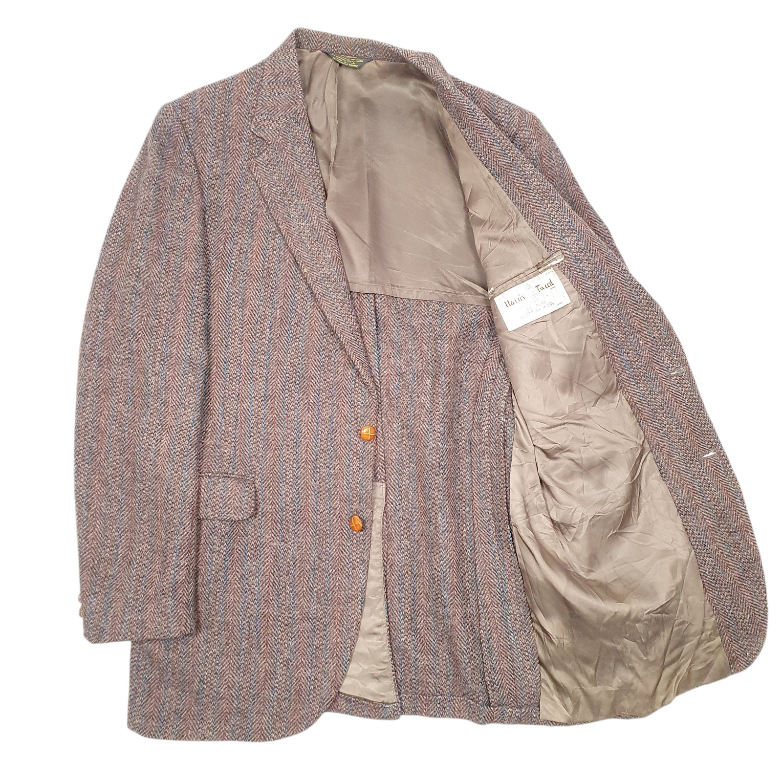 HARRIS TWEED Blazer Jacket Coat Vintage Made In USA Christopher Hart Mens L image 2