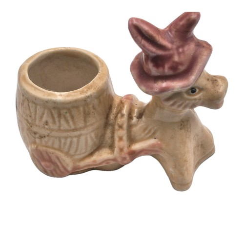 MCM Donkey and Cart Ceramic Toothpick Holder South of the Border Souvenir 4x3"