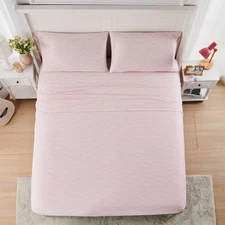 Prism Queen Pink/Blue Wave Grid Jersey Sheet Set