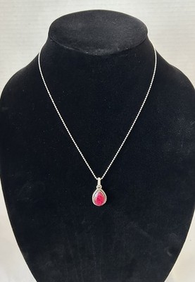 Sterling Silber natürlicher Rubin Träne Anhänger Halskette 18'' Camilla Kette