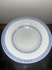 8 Jingdezhen BLUE & WHITE Chinese Porcelain Rice Grain 8" NOODLE SOUP BOWL