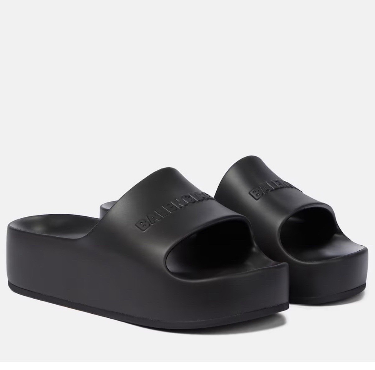 Balenciaga Chunky Platform Pool Slides, Black, Size 9