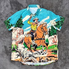 Men's Polyester Roy Rogers Trigger Western Graphic Print 1XL Short Sleeve Shirt