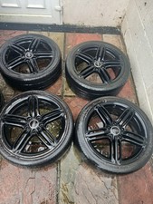 4X BLACK GENUINE AUDI A3 A4 S3 VW PASSAT GOLF 18" ALLOY WHEELS