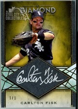 Carlton Fisk 2022 Topps Diamond Icons Gold Silver Ink Autograph Card #SI-CFI 1/1