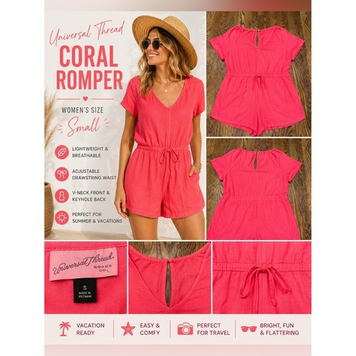 Universal Thread Coral Linen Blend Romper – Women's Small