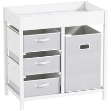 Baby Changing Table with 4 Drawers | Ergonomic Height, EN12221 Safe | White