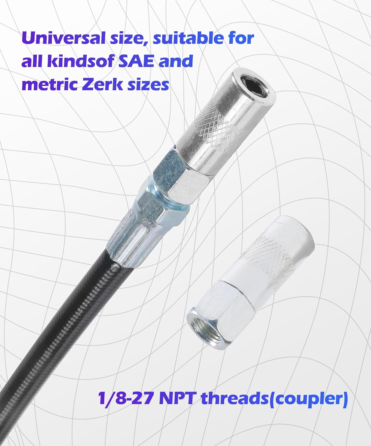 Grease Gun Hose,18 Inch Grease Hose,Car Accessories Flexible Grease Gun Hose,Gre