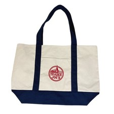 Trader Joe  s Bag Canvas Reusable Heavy Cotton Basic Style Shopping Navy Large
