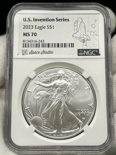 2023 $1 American Silver Eagle NGC MS70 Coin US Invention Series - Space Shuttle
