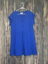 LOFT Womens Blue Dress XL Short Sleeve V-Neck Empire Waist Cotton Casual