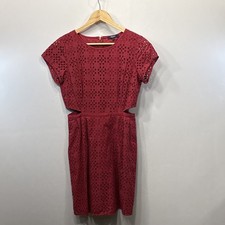 Madewell Happening Dress Eyelet Cotton Cutout Size 2 Rustic Barn Red Boho Mini