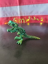 T-Rex Green W Yellow Eyes 3D Printed Skeleton Dinosaur, Articulated Skeleton
