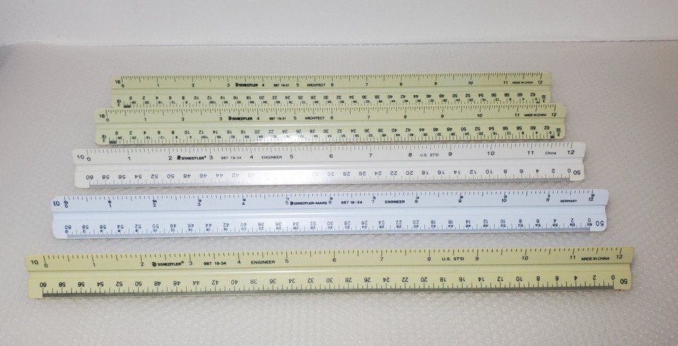 Lot of 10 Triangular Engineer Architect Scales Rulers ~ Pickett Alvin ...