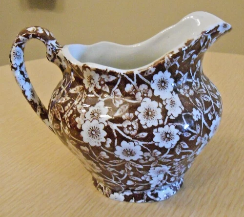 Crownford China Staffordshire England CALICO BROWN Creamer