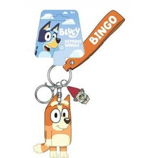 BLUEY BINGO 3" 3-D FIGURAL KEYCHAIN W/WRIST  CHARMS