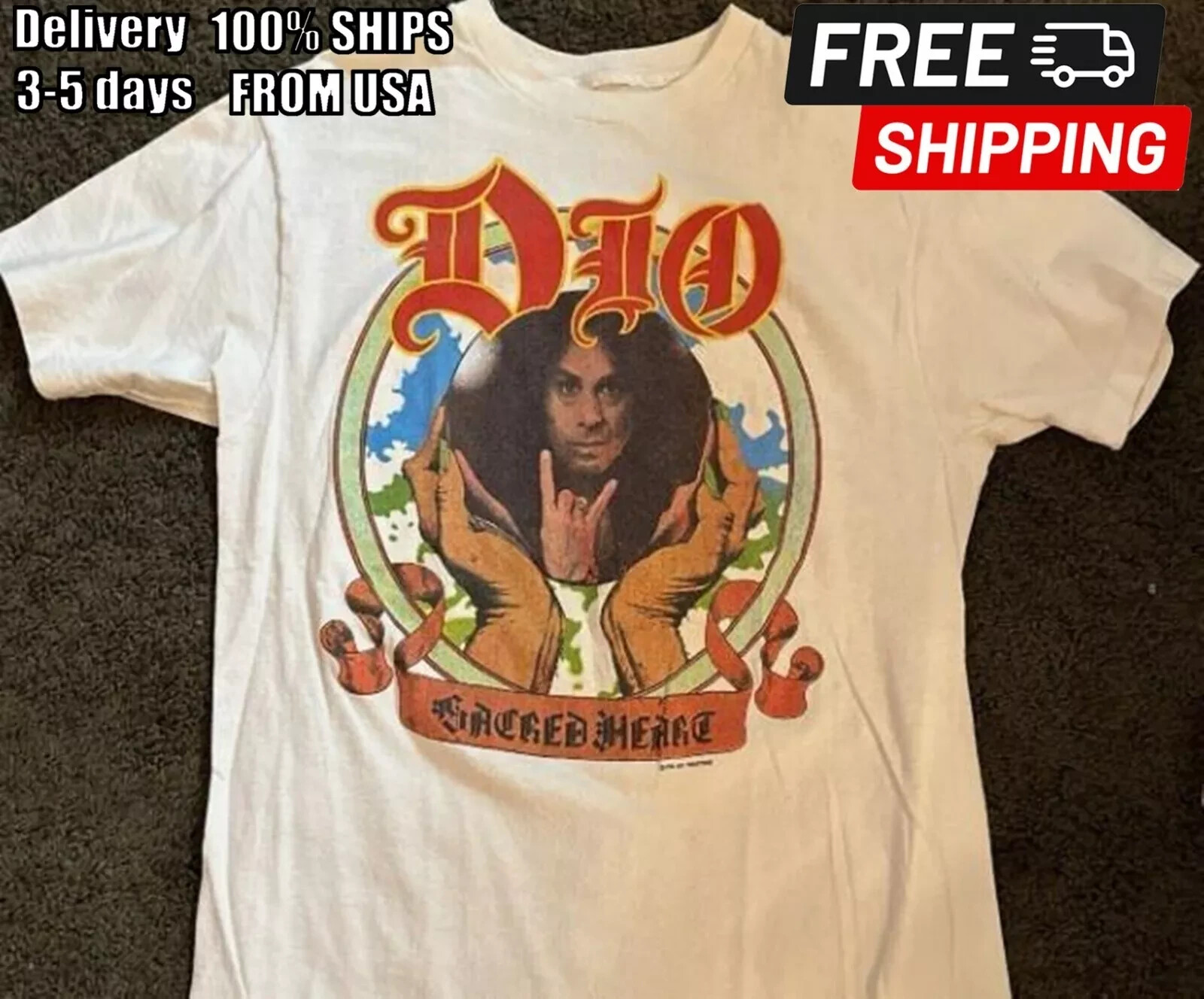 Vintage 80s Dio Sacred Heart Band T Shirt 1985 Concert Tour Shirt S 2XL