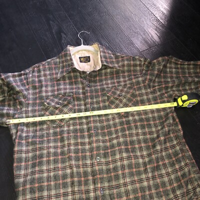 Vtg 70s Kmart Flannel Shirt Mens XL Plaid Wool Blend Made In Vtg 70s Kmart Flannel Shirt Mens XL Plaid Wool Blend Made In