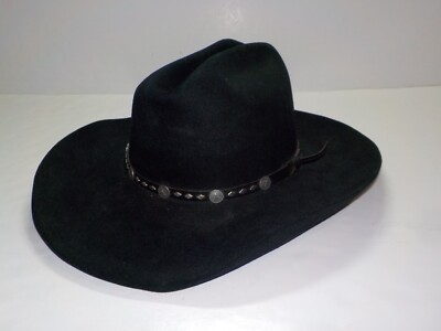 Vintage Mens Rodeo King 5XXXXX Beaver Quality Black Cowboy Hat Sand Dollar  Band