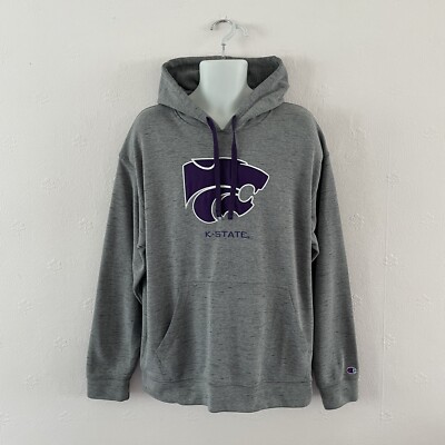 CHAMPION KANSAS STATE WILDCATS HOODIE XL GREY/PURPLE K-STATE NCAA  VINTAGE UK