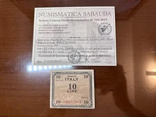 ALLIED MILITARY CURRENCY 10 AM LIRE 1943 MONOLINGUAL R3 REPLACEMENT SERIES BB