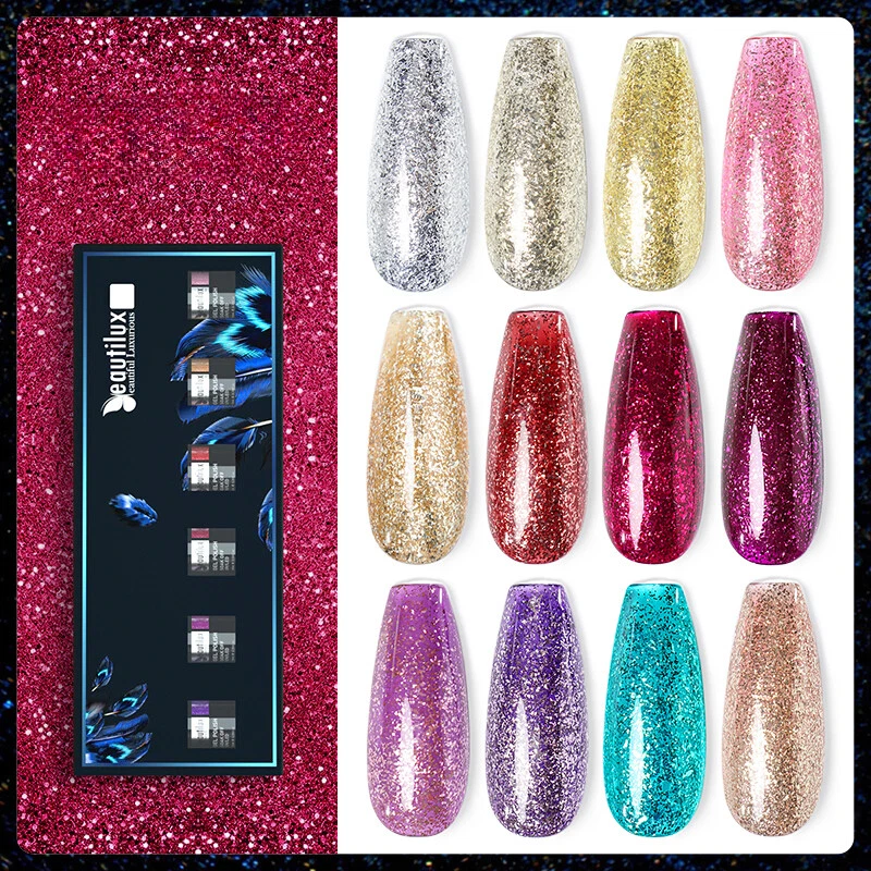 Nail Polish Glitter Flakes Nails Gels Winter Nail Varnish Lacquer 6pcs/set 10ml