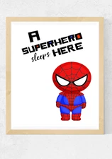 Custom Superhero Sleeps Here Set of 2 Wall Art Painting Frame for Bedroom Room