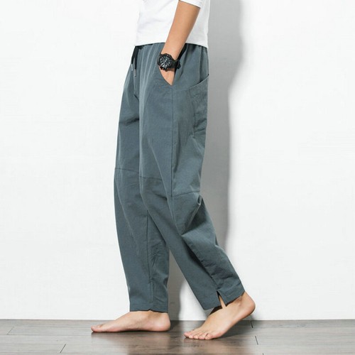 Casual Mens Baggy Loose Oversized Harem Pants Cotton Linen Yoga Hippy Trousers - Bild 19 von 23