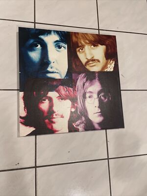 Canvas Beatles Face covered Wall Art, Framed Art Picture for Living room Bedroom