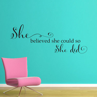 SHE BELIEVED SHE COULD Words Lettering Vinyl Wall Decal Quote Girls Room Decor