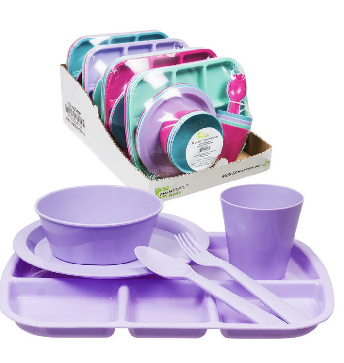 Of 4 Tray Plate Bowl Cup Spoon Fork