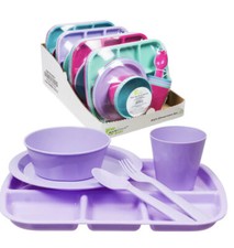 Mainstays 24 Piece Dinnerware Set Of 4 Tray Plate Bowl Cup Spoon Fork
