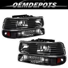 Black Headlightsbumper Lamps For 99-02 Chevy Silverado00-06 Tahoe Suburban Black Headlightsbumper Lamps For 99-02 Chevy Silverado00-06 Tahoe Suburban