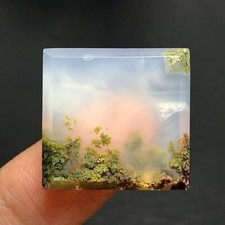 Scenic Moss Agate Cabochon 22x21x5mm High Quality 28 ct