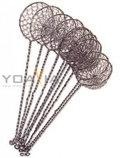 10x Fondue-Sieb Ø 6cm L 22cm silberfarben Sieblöffel für Feuertopf, Mongolentopf