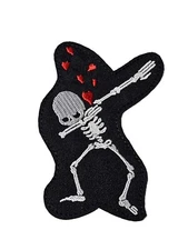 Dabbing Skeleton -Embroidered Iron On Patch