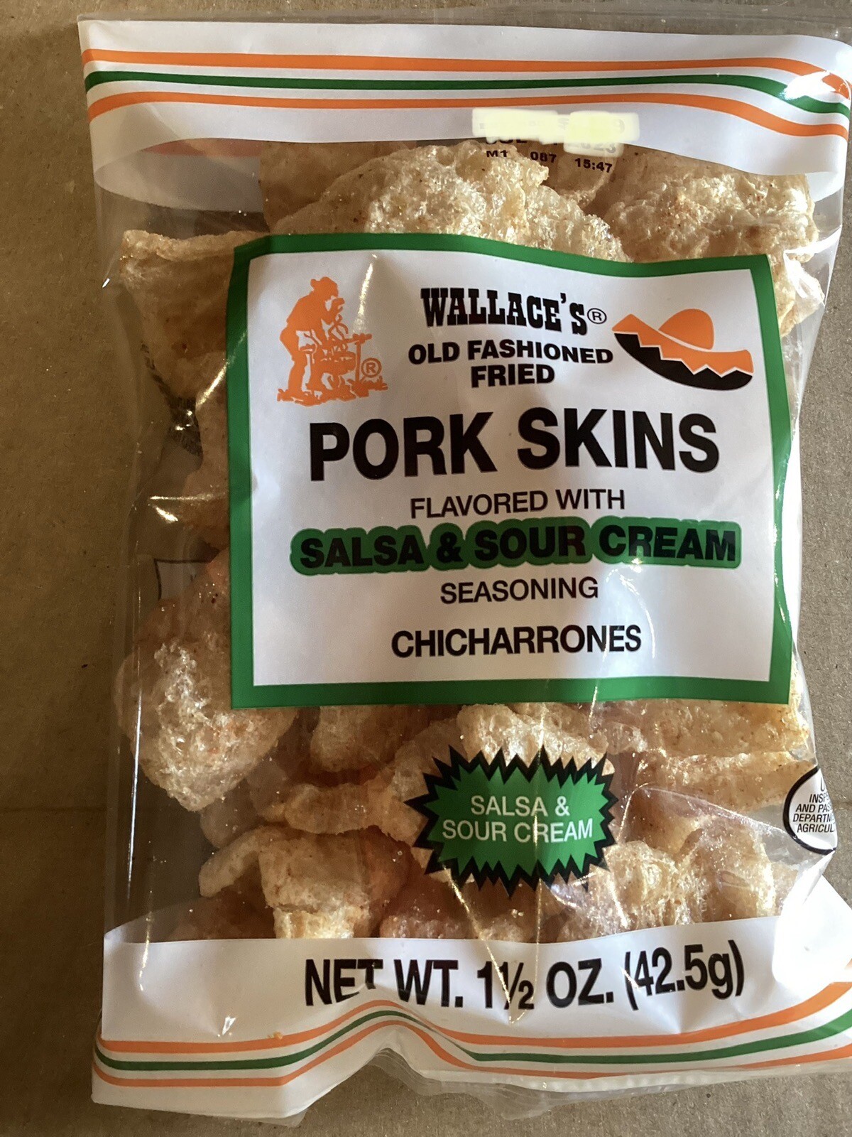 WALLACE’S Old Fashioned Pork Skins SALSA Flavor 1.5oz (8-Bags) Chicharrones