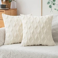 Christmas Throw Pillow Covers 18x18 Set of 2 18" x 18" Pack of 2 Cream White