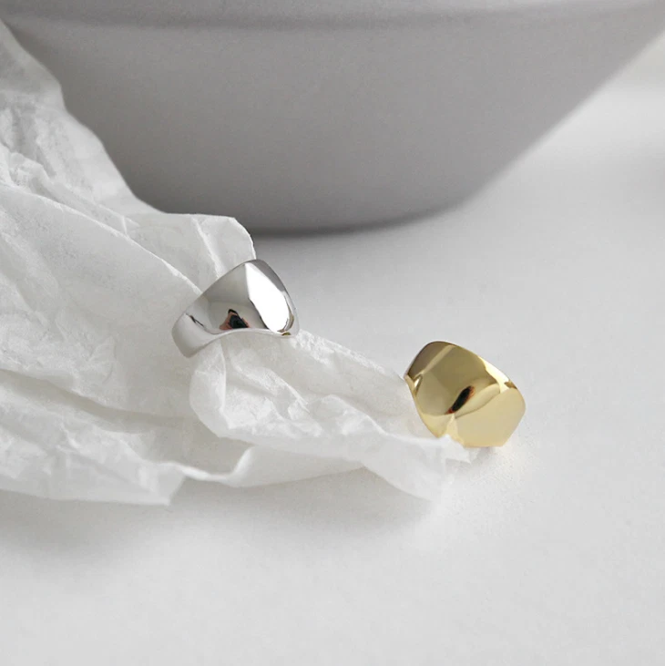 Pendiente de plata de ley 925 con banda ancha sin clip perforado para regalo I70 Foto 3 de 4