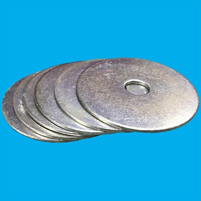 15x Large Flat Penny Repair Washers 40mm x 1.5mm, 8mm Hole, BZP