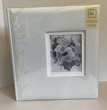 Bridal Album 12"x 13" Hold 300 Photo 4x6 NEW Cream Ivory White Embroidery Fabric
