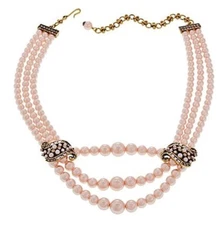Heidi Daus Crystal Beaded Simulated Pearl Necklace~A Return to Grace (Pink) $159