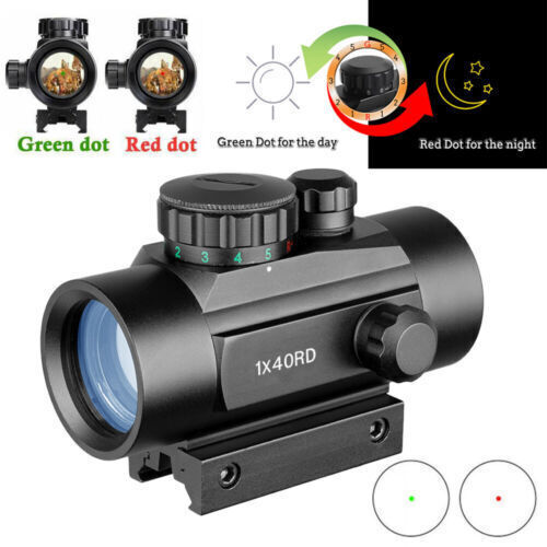 1x40 Red Green Dot Optic Sight Optics Scope 11/20mm Rail Air Rifle Mount - Picture 1 of 11
