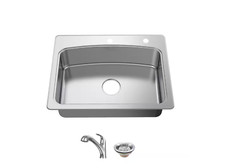 Glacier Bay VT3322R18 33 in. Drop-In Single Bowl 20G Stainless Steel Sink