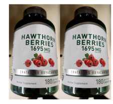 Hawthorn Berry 1695mg 2X180Caps Heart Health/Blood Pressure Crataegus oxyacantha