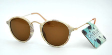 CaliBlue 58880CAL318 Marble Leaf Gold Brown Round Womens Sunglasses 100 UV