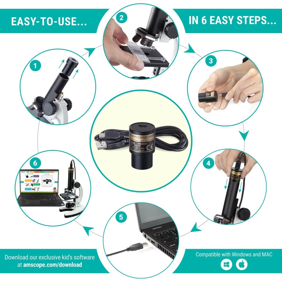 Handheld Microscope NIBOLOG Kids Microscope With 12 Samples 60-120X Magnification Clear Lens