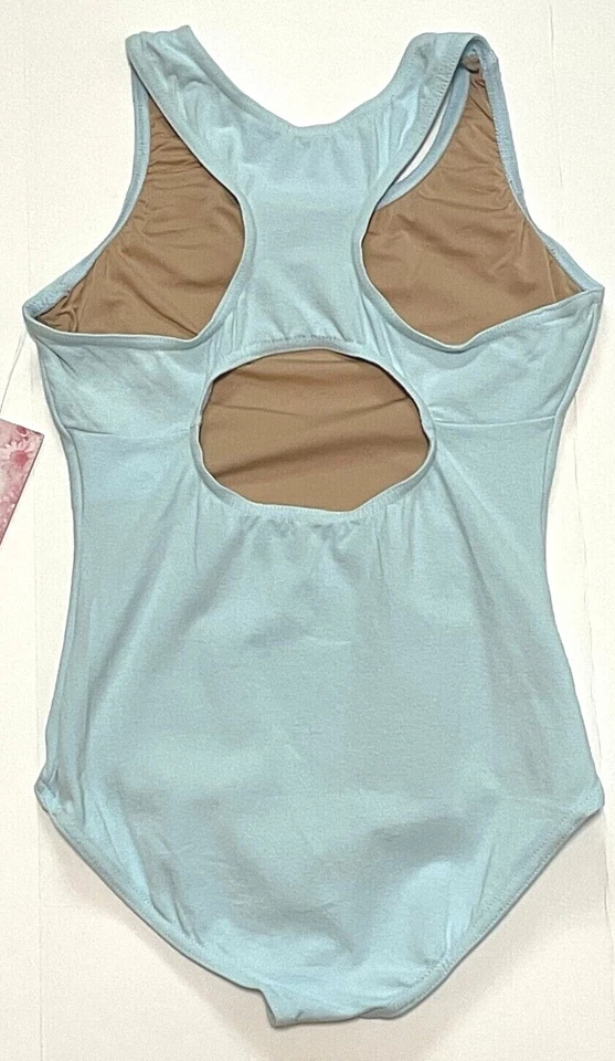 Body Natalie Leotardo Teatral Ojo de Cerradura Recortado en la Espalda Azul Claro Nuevo Niña Foto 4 de 4
