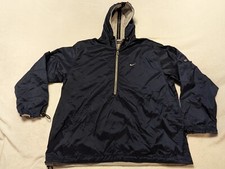 NIKE Mens L Hooded Mesh Lined Jacket 1/2 Zip Cross Training Logos